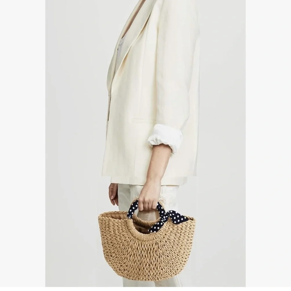 Summer large beach handmade rattan straw tote bag